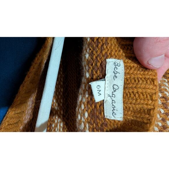 Bebe Organic Unisex Knit Wilder Striped Romper 6 Months Wheat Sustainable - Picture 7 of 7